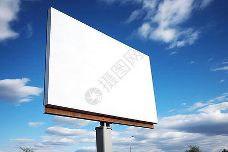 碧空白云中的广告牌背景图片