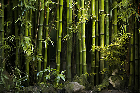 青葱翠绿的竹林景观背景