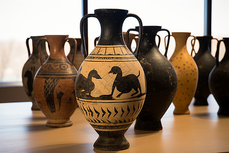 文物展览的希腊陶瓷艺术品图片