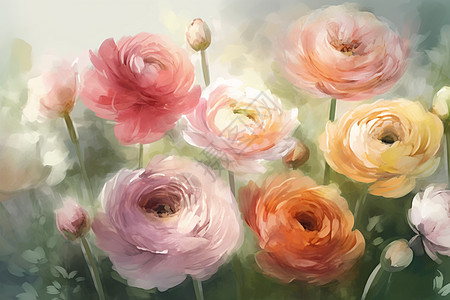 绘画的水彩花朵作品图片