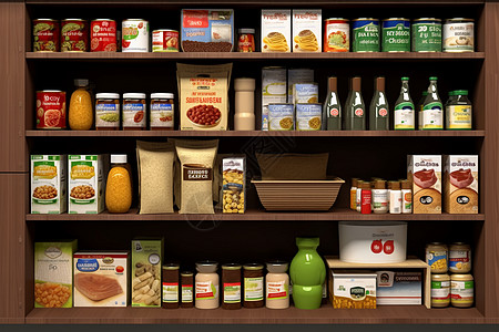 橱柜上面放置的食品背景图片