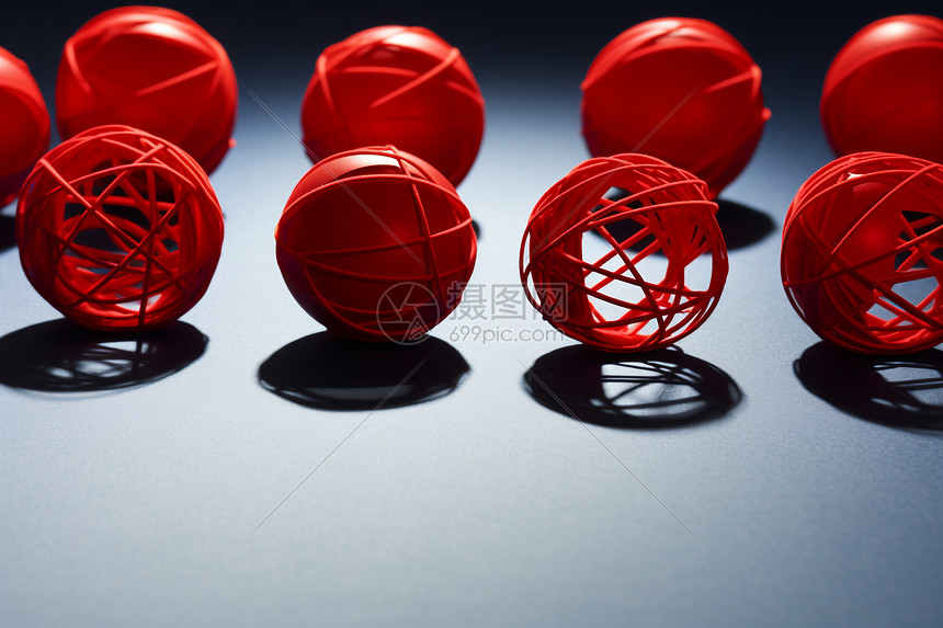 桌面上的红色圆球图片