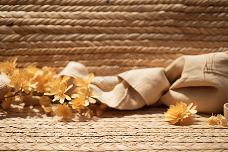 编织品上的花朵图片