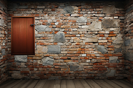 木质地板和砖头墙图片