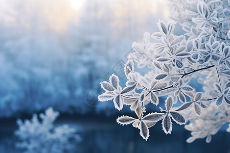 树枝上的积雪背景