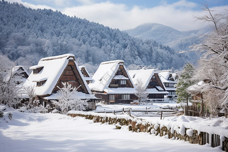 大雪积压的小屋图片