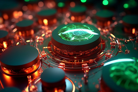 发绿光的离子电池图片