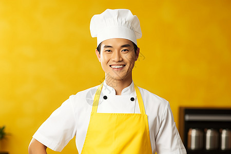 戴白帽子的男厨师（行业选美食餐饮）图片