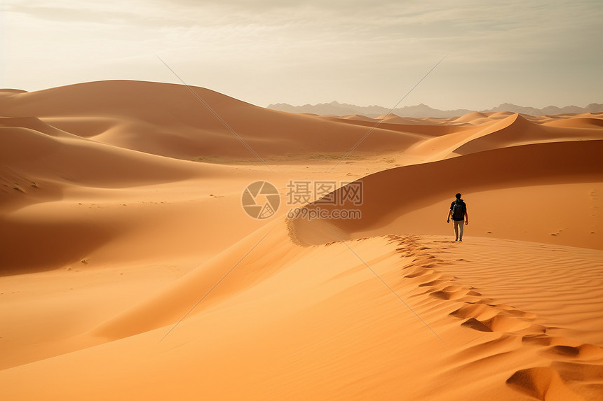 沙漠里的旅行者图片