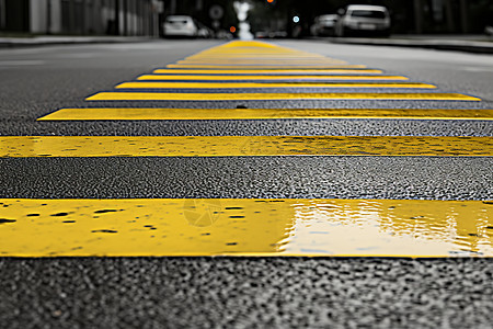 雨季施工道路上黄色的线背景