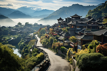 江西风景江西萍乡的乡村风景背景