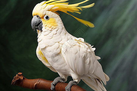 绿枝上的黄冠鹦鹉图片