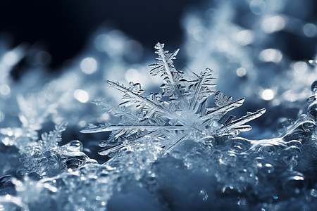 结冰的小草雪花图片