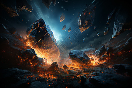 陨石碰撞的景象图片