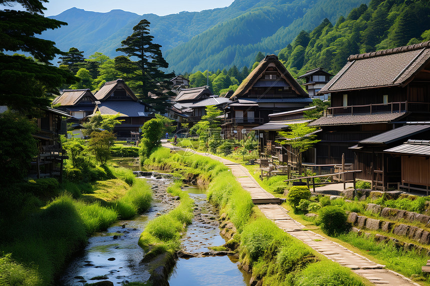 山里的日本古村落图片