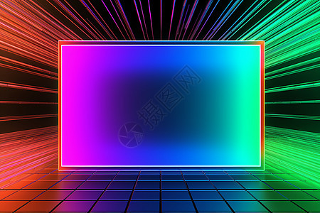 彩虹光中的方形背景图片
