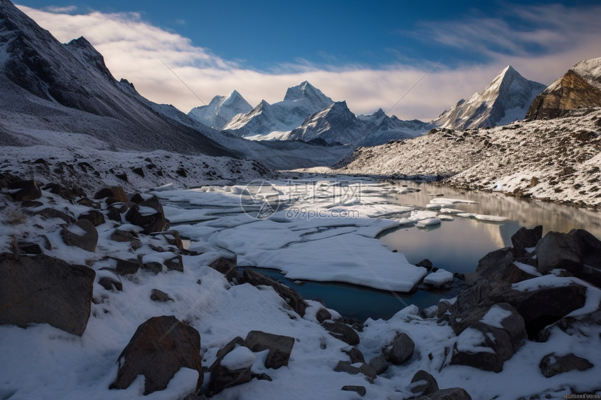 尼泊尔的岩石雪山图片