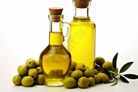 橄榄果和橄榄油背景图片