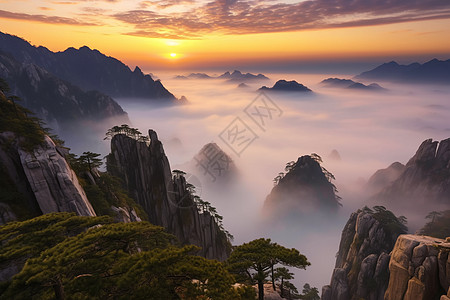 安徽黄山旅游黄山云海背景