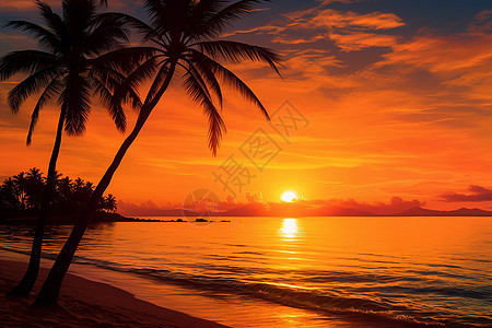 夕阳下的热带天堂图片