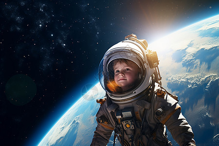一个小男孩穿着太空服图片