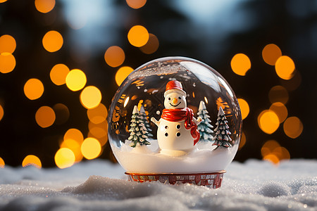雪球中的圣诞树主题背景图片