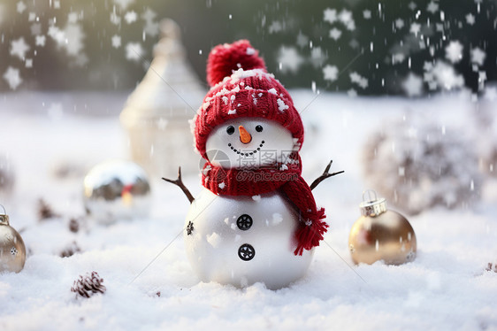 冬日欢乐的圣诞节雪人图片