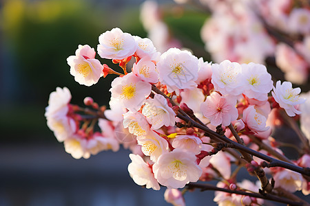 春季花园中绽放的美丽樱花背景图片