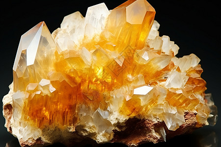 天然的黄色水晶矿石图片
