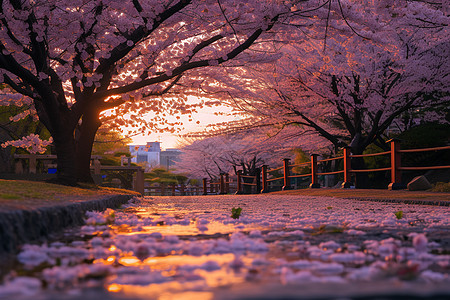 美丽的樱花公园景观图片
