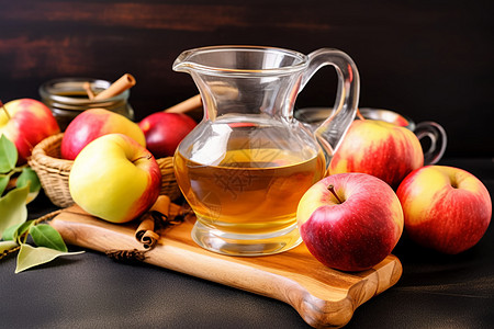 新鲜发酵的苹果汁高清图片