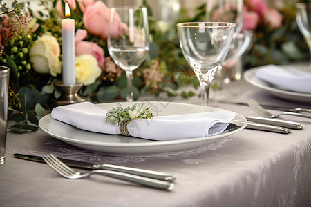 餐具艺术浪漫的婚礼宴会庆典餐桌背景