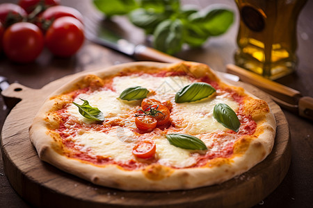 新鲜烘焙的意大利披萨图片