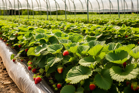 乡村农业种植的草莓大棚图片
