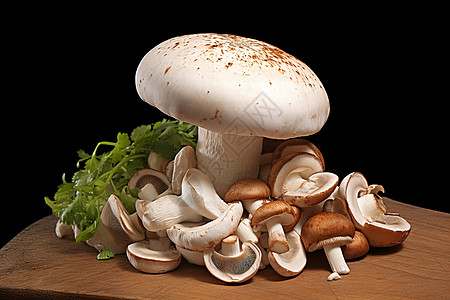 菜板上的菌类蘑菇图片