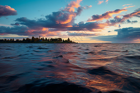 海岛上的落日余晖图片