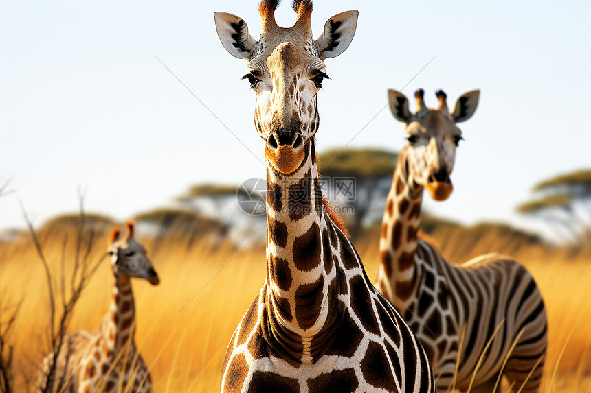 美丽非洲大草原的长颈鹿图片