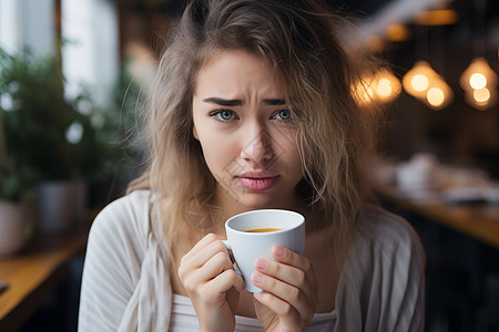 拿着一杯咖啡的女子高清图片