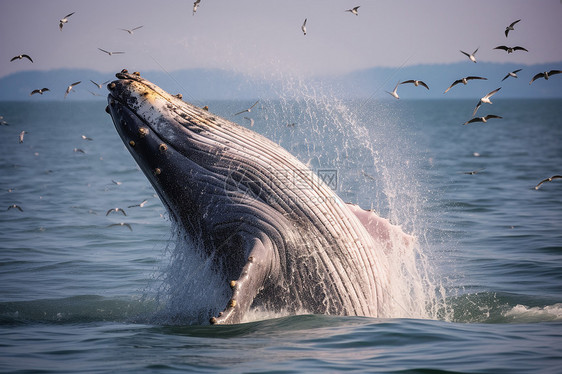 海洋奇观鲸鱼跳水图片
