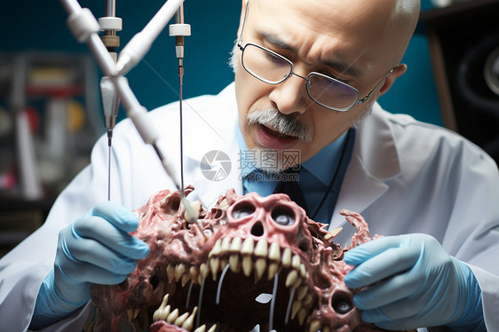 牙医研究解剖牙齿图片