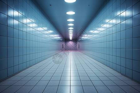 蓝色到紫色的走廊隧道图片
