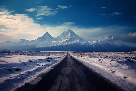 蓝天公路公路直达雪山深处背景