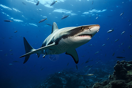 深海中游动的猛鲨图片
