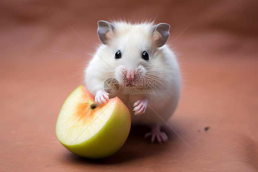 仓鼠抱着苹果图片