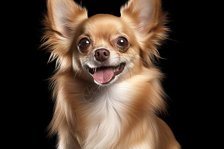 小巧可爱的吉娃娃犬伸出舌头微笑图片