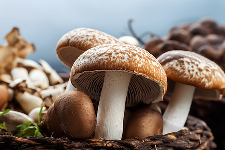 一篮新鲜蘑菇图片