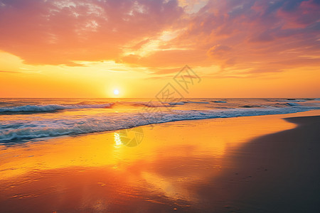 翻滚海浪海滩日落下翻滚的海浪背景