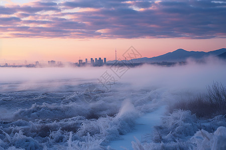 黄昏的雪原图片