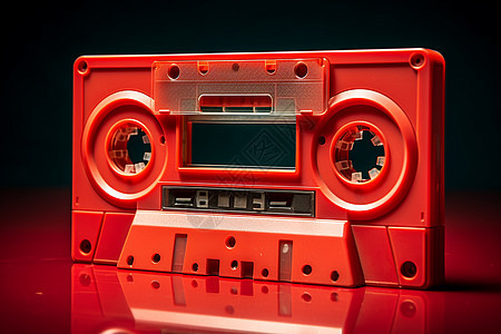 红色复古磁带录音机图片