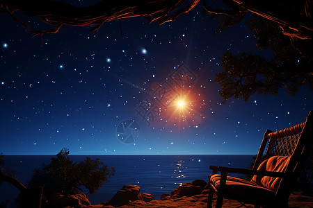 海边美丽的夜空图片